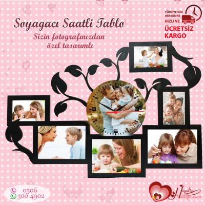 Resimli Soyağacı Saatli Tablo
