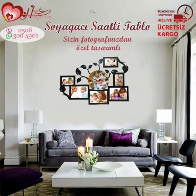 Resimli Soyağacı Saatli Tablo